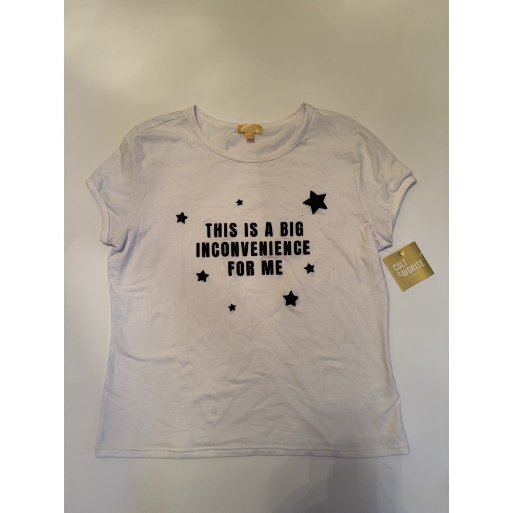 Cult Favorite Women's Graphic T-Shirt 2XL White Stars NWT